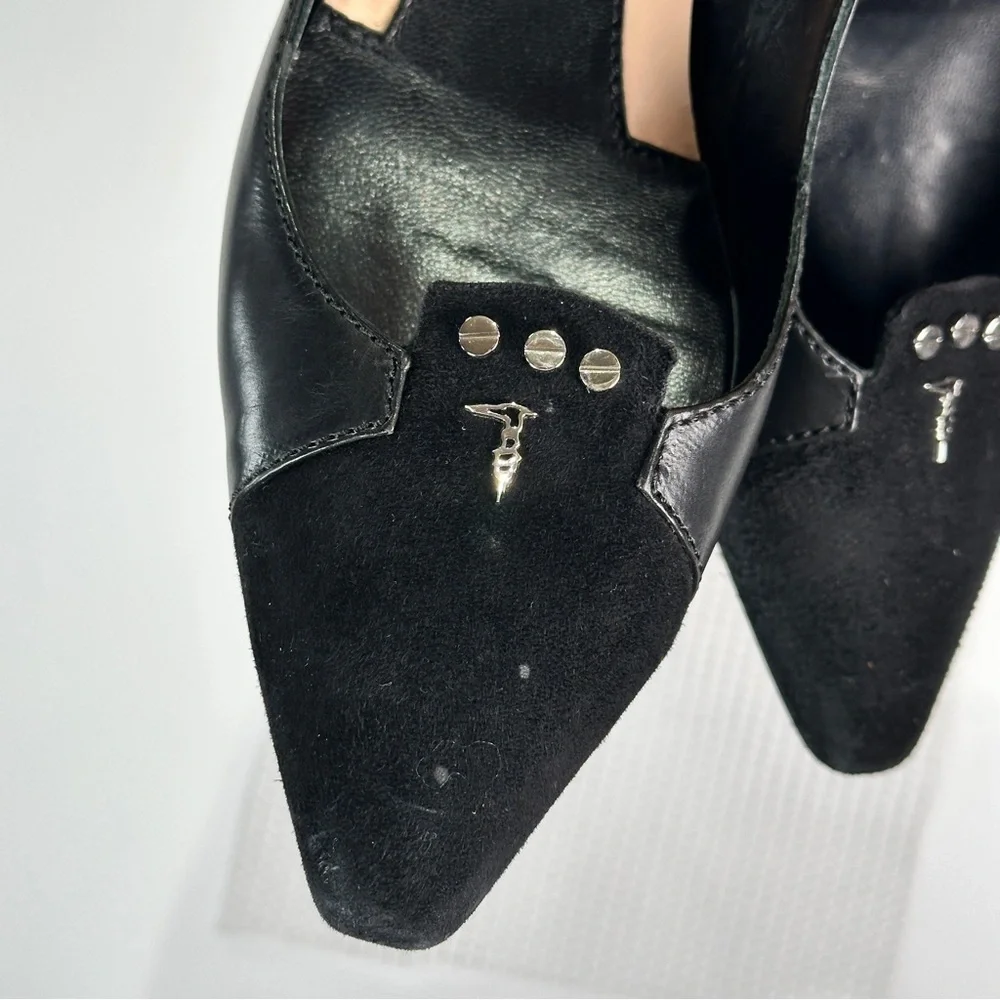 Trussardi work pumps Italian leather suede pointed toe EU 39